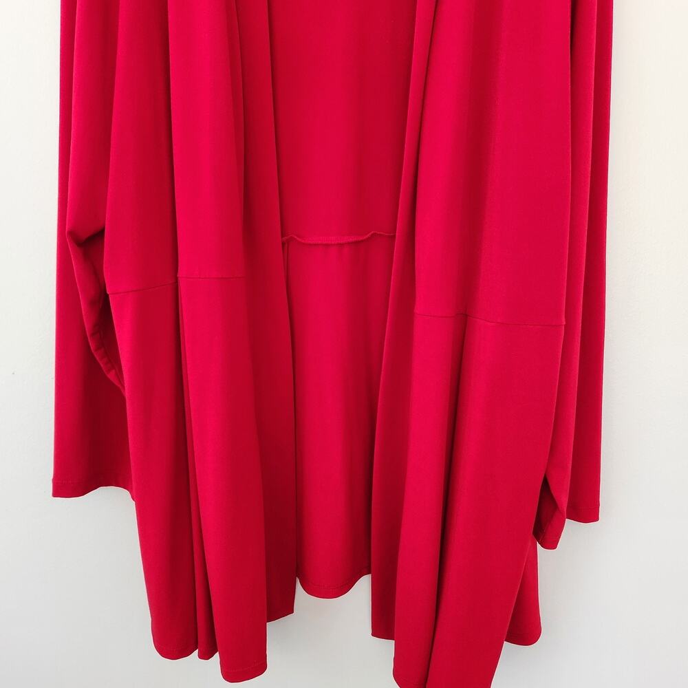 Susan Graver Cardigan Women's 2X Red Open Front Liquid Knit Classic Slinky Layer - Picture 3 of 13